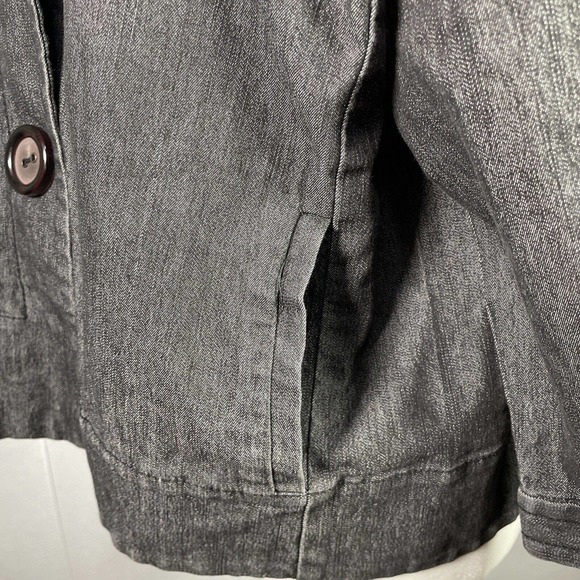 Cambridge Dry Goods Black Smock Short Dress Denim Jacket 3/4 Sleeve XL - Picture 5 of 9